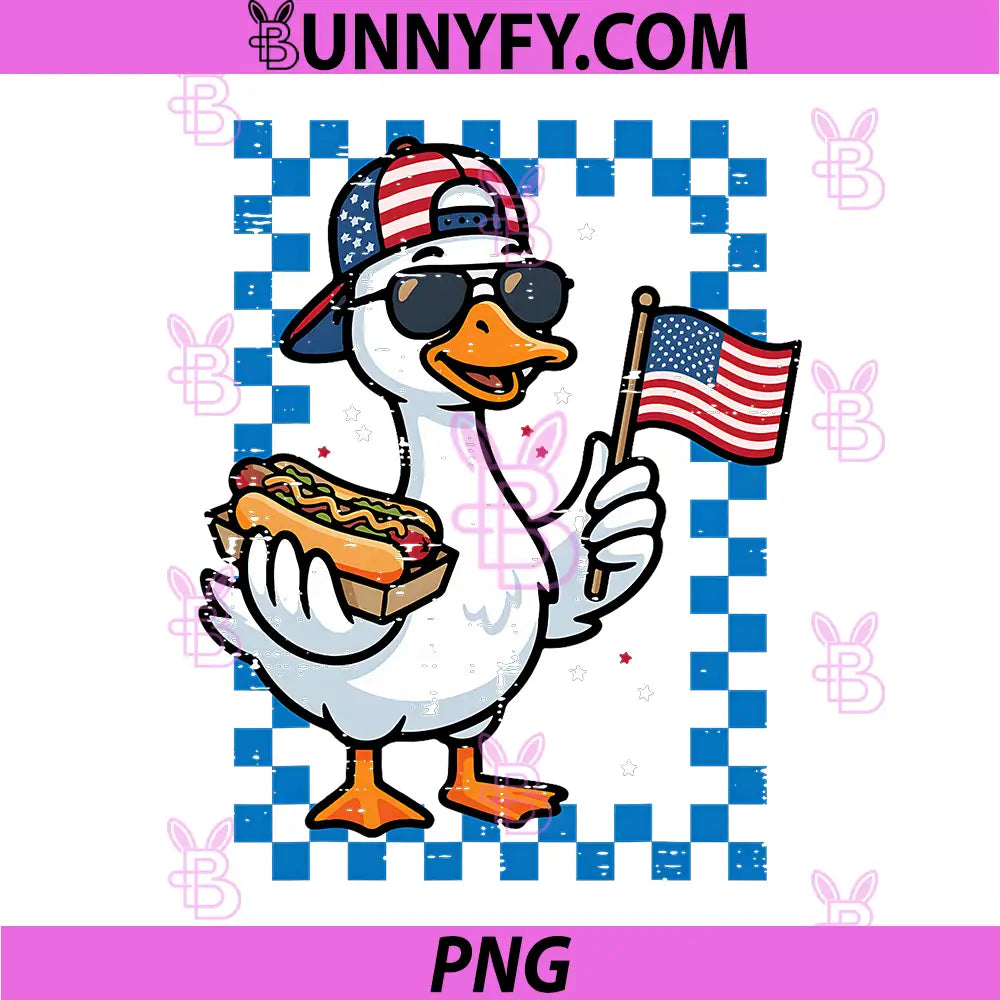 4th of July Goose Hotdog PNG, US Flag Patriotic PNG