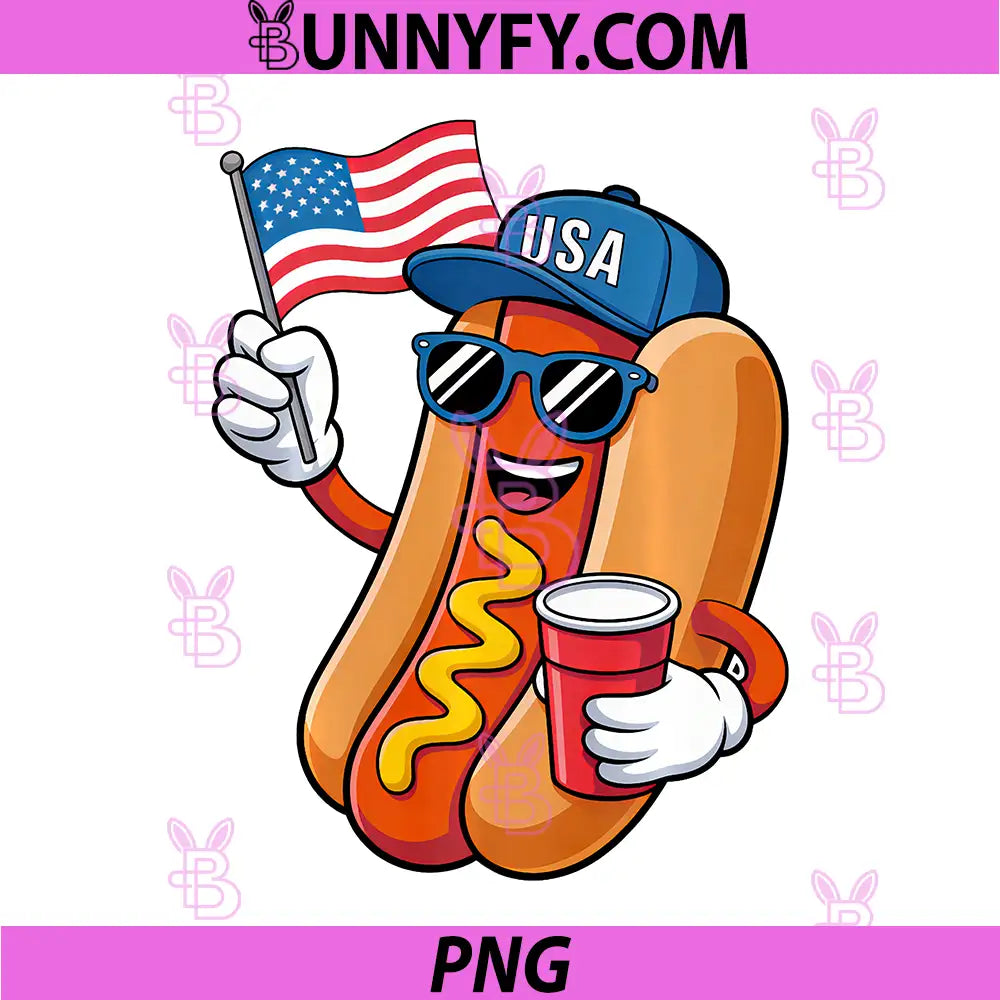 4th of July Hotdog Funny PNG, Fourth of July Patriotic USA Flag PNG