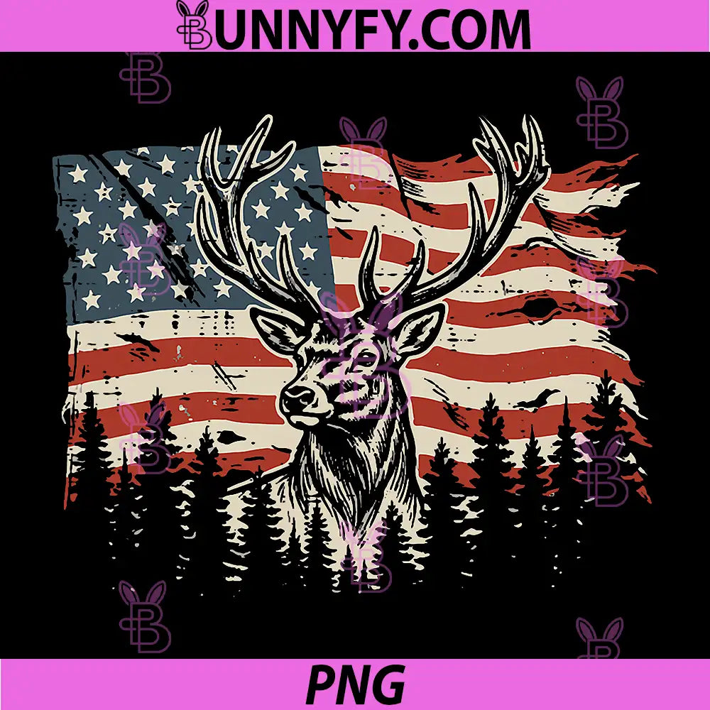 4th of July Hunter Deer PNG, America Flag Hunting PNG