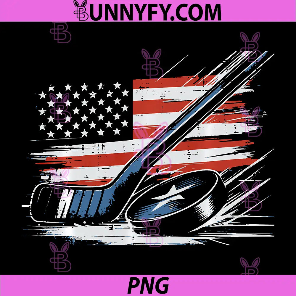 4th of July Ice Hockey Stick Puck PNG, US Flag Performance PNG