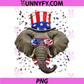 4th of July Patriotic Elephant Wearing PNG, USA Flag Sunglasses PNG