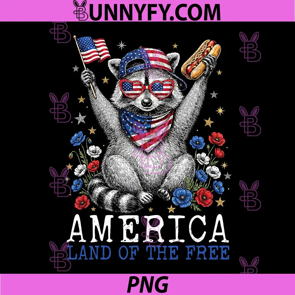 4th of July Raccoon Patriotic PNG, America 250th Land of the Free PNG