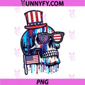 4th of July Skull PNG, USA Drip Skeleton Head PNG