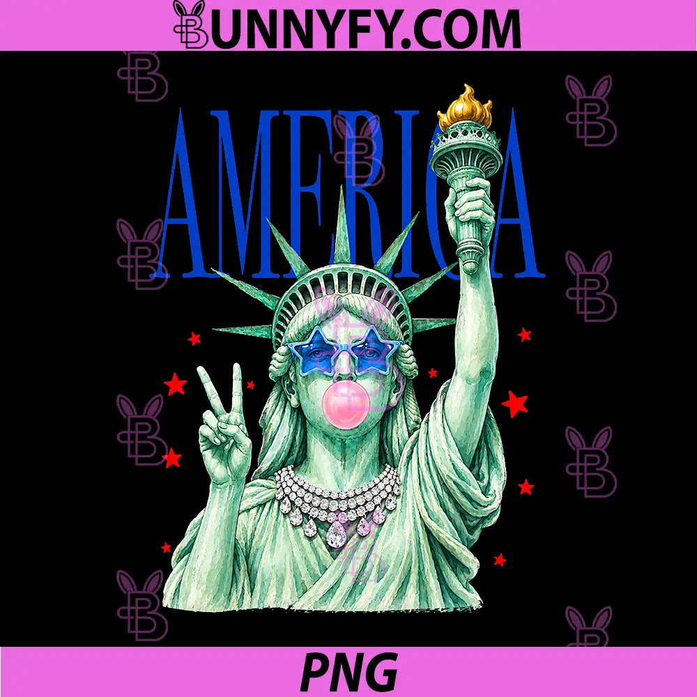 4th of July Statue of Liberty PNG, Blowing Bubble USA PNG