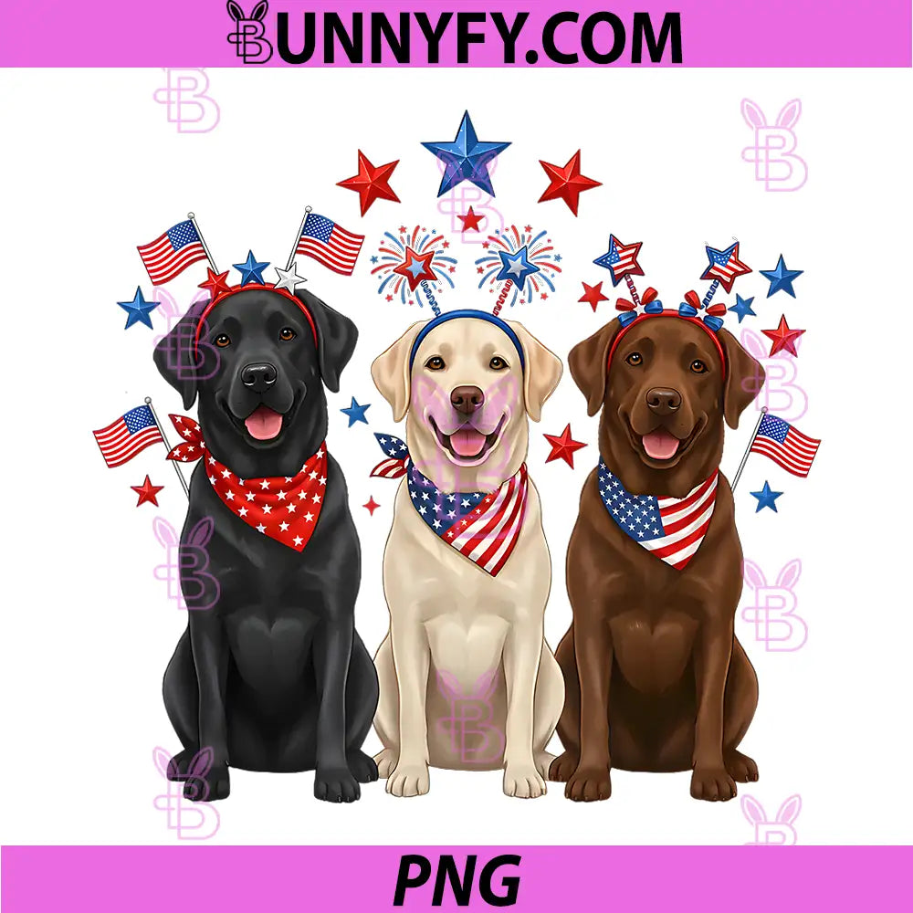 4th of July Three Labrador PNG, Retrievers Patriotic Dog Lover PNG