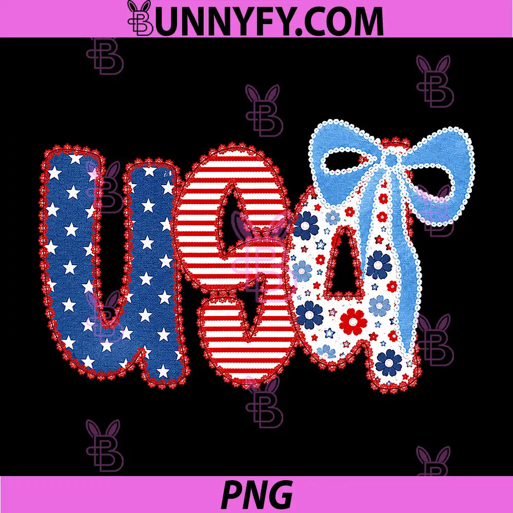 4th of July USA PNG, Coquette Bow Patriotic PNG