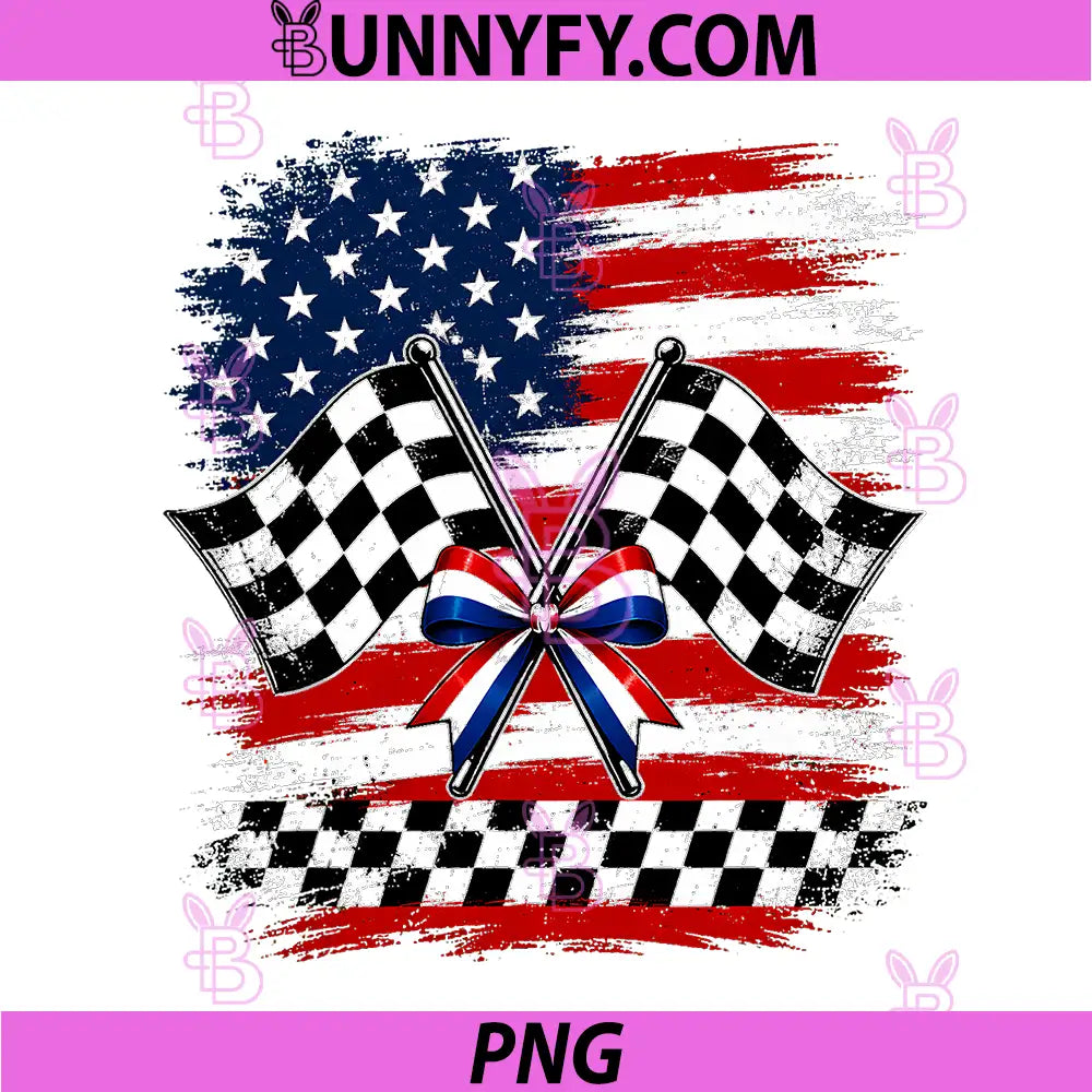 4th of July USA Patriotic PNG, Racing Flags Checkered Race Day PNG