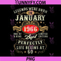 60 Year Old Vintage PNG, Made in January 1966 60th Birthday PNG