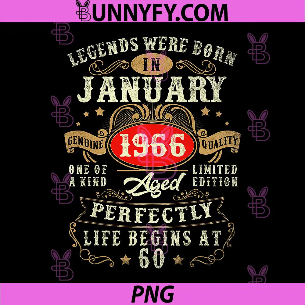 60 Year Old Vintage PNG, Made in January 1966 60th Birthday PNG