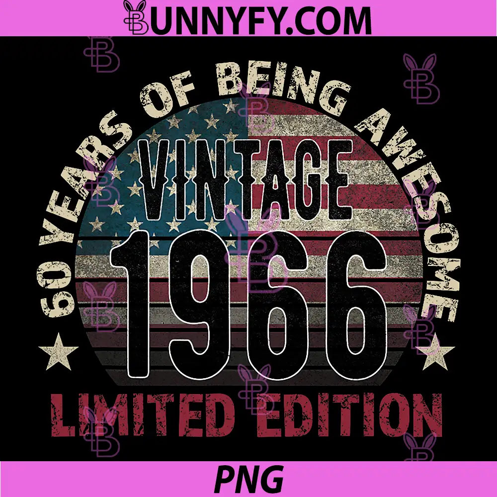 50 Years Of Being Awesome 1966 PNG, Vintage Limited Edition PNG