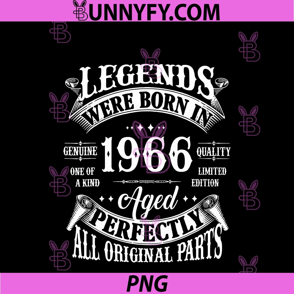 60th Birthday Shirt Vintage Born In 1966 PNG, 60 Years Old B-Day PNG