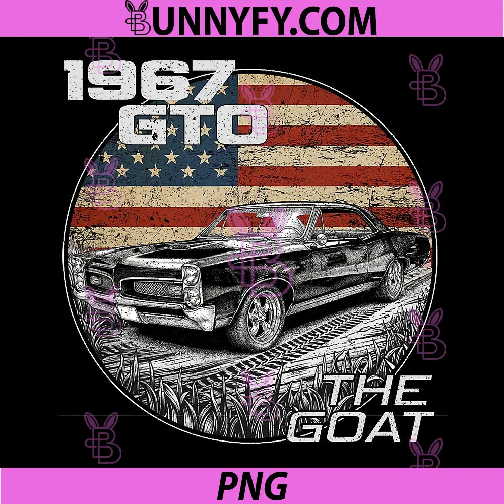67 1967 GTO PNG, American Flag Silhouette Muscle Car PNG
