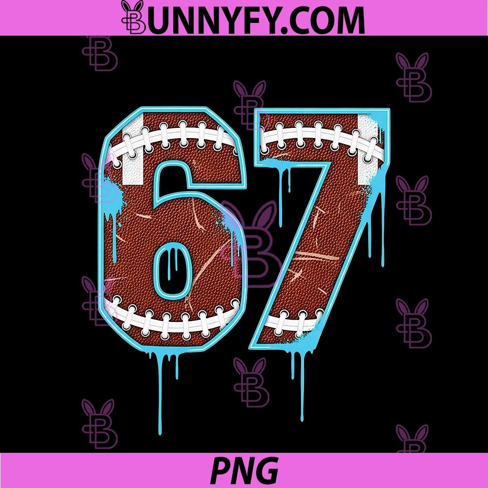 67 American Football Six Seven PNG, Funny 6 7 Meme Drip PNG