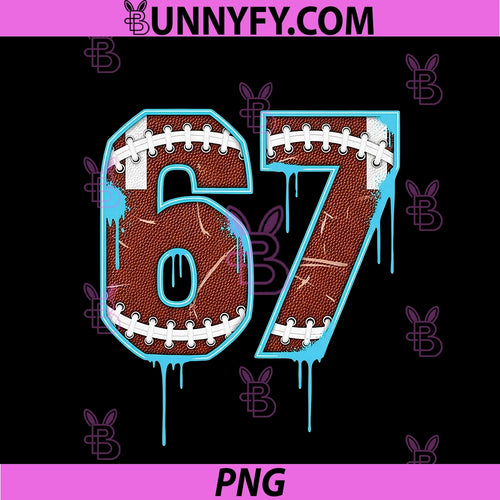 67 American Football Six Seven PNG, Funny 6 7 Meme Drip PNG