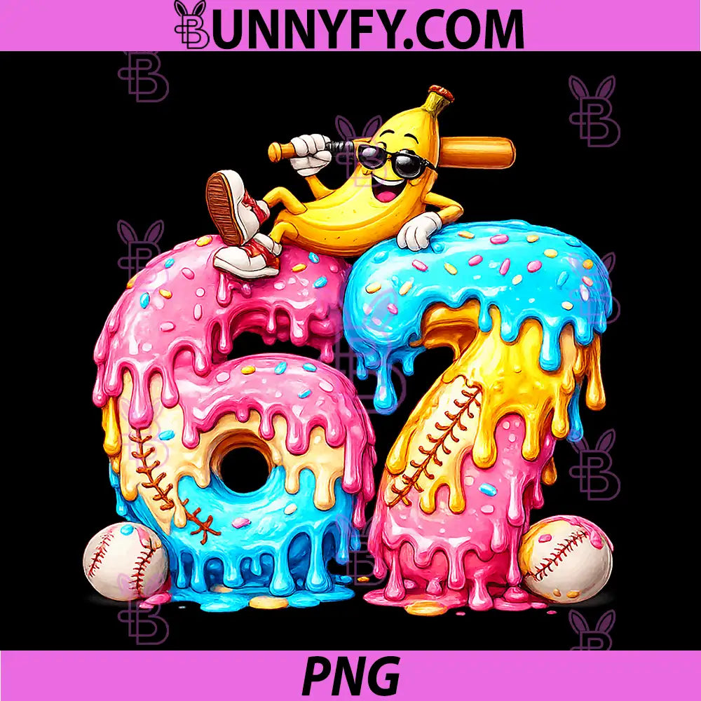 67 Baseball Ice PNG, Cream Drip Brainrot PNG