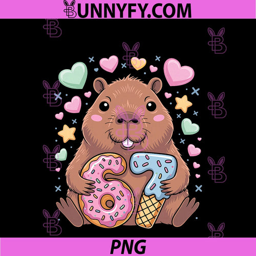 67 Cute Capybara Ice Cream Meme 6 7 PNG, Funny Cool Six Seven PNG