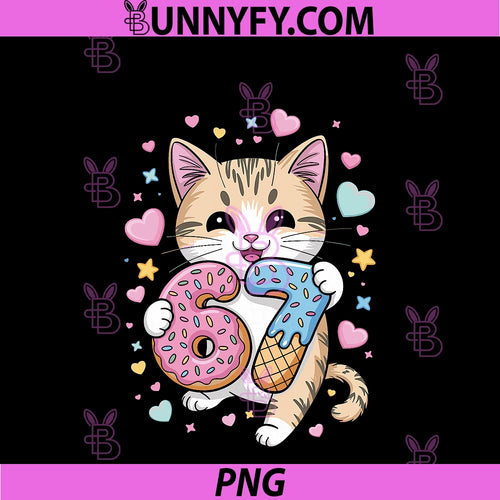 67 Cute Cat Ice Cream Meme 6 7 PNG, Funny Cool Six Seven Animal PNG