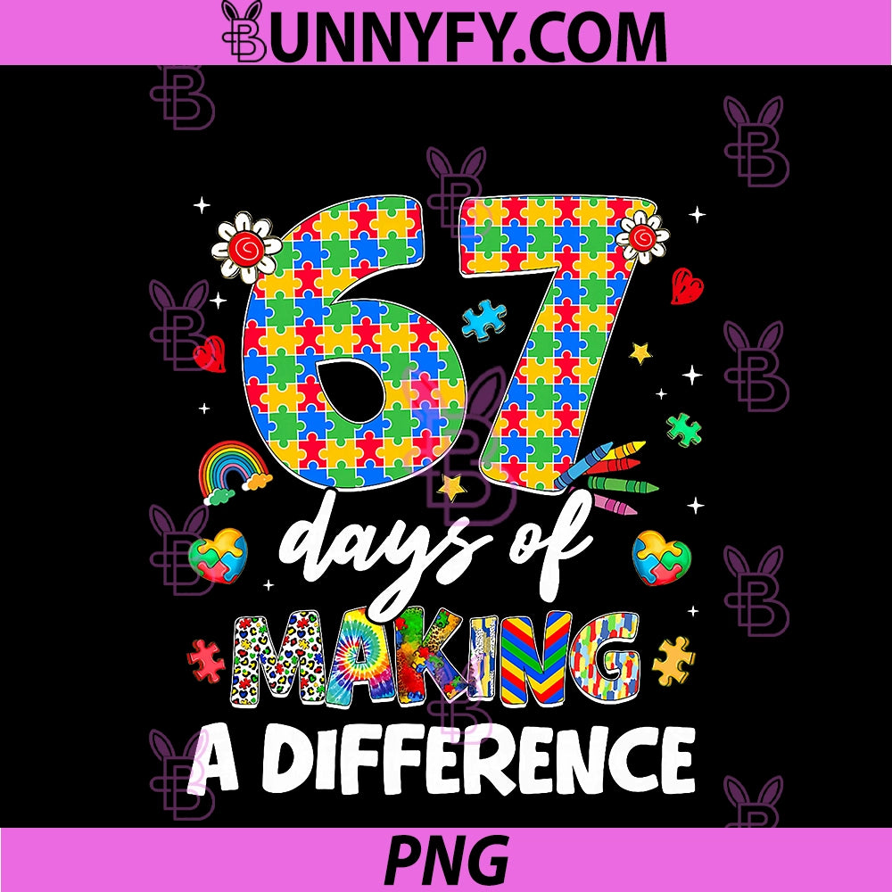 67 Days Of Making A Difference PNG, Autism Awareness PNG