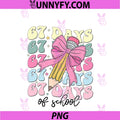 67 Days Of School Girls PNG, Coquette Bow 67th Day Of School PNG