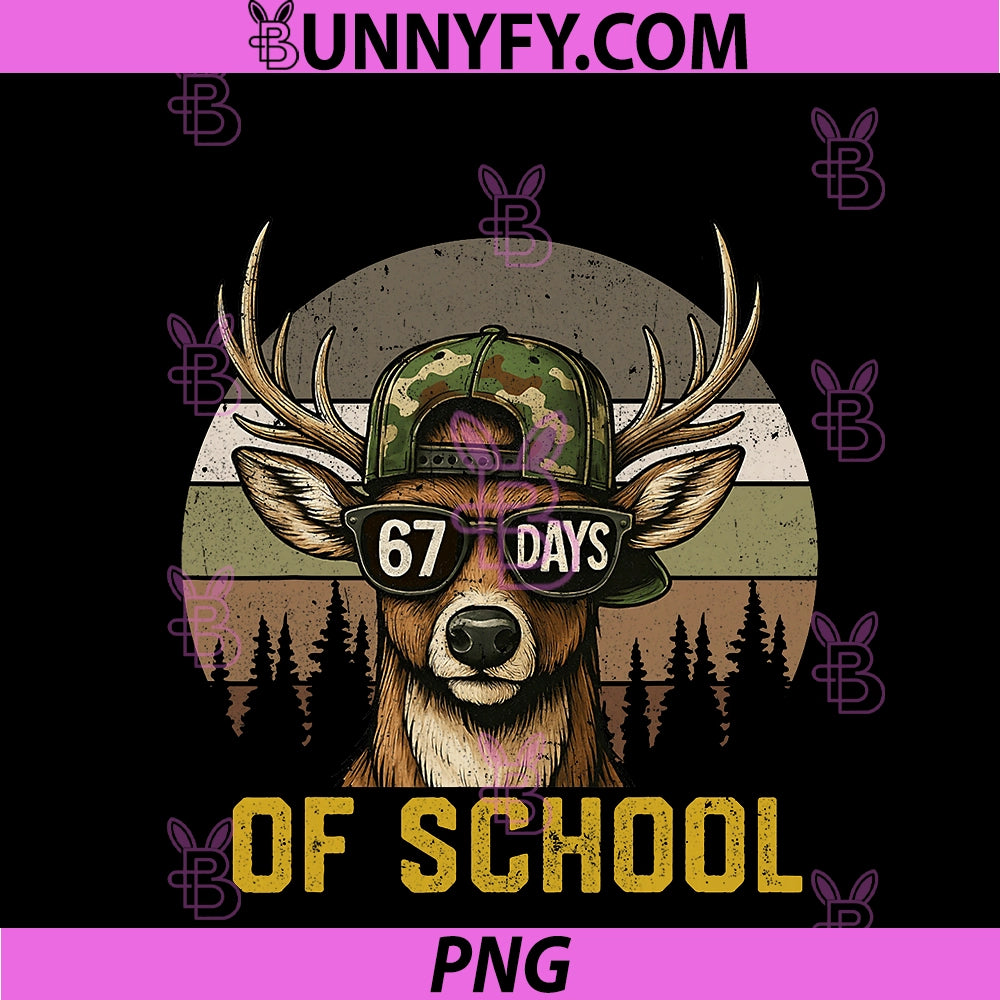 67 Days Of School PNG, Deer Hunting Boy Camo Boy Girl Teacher PNG