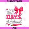 67 Days Of School PNG, Girls Coquette Bow 67th Day Of School PNG