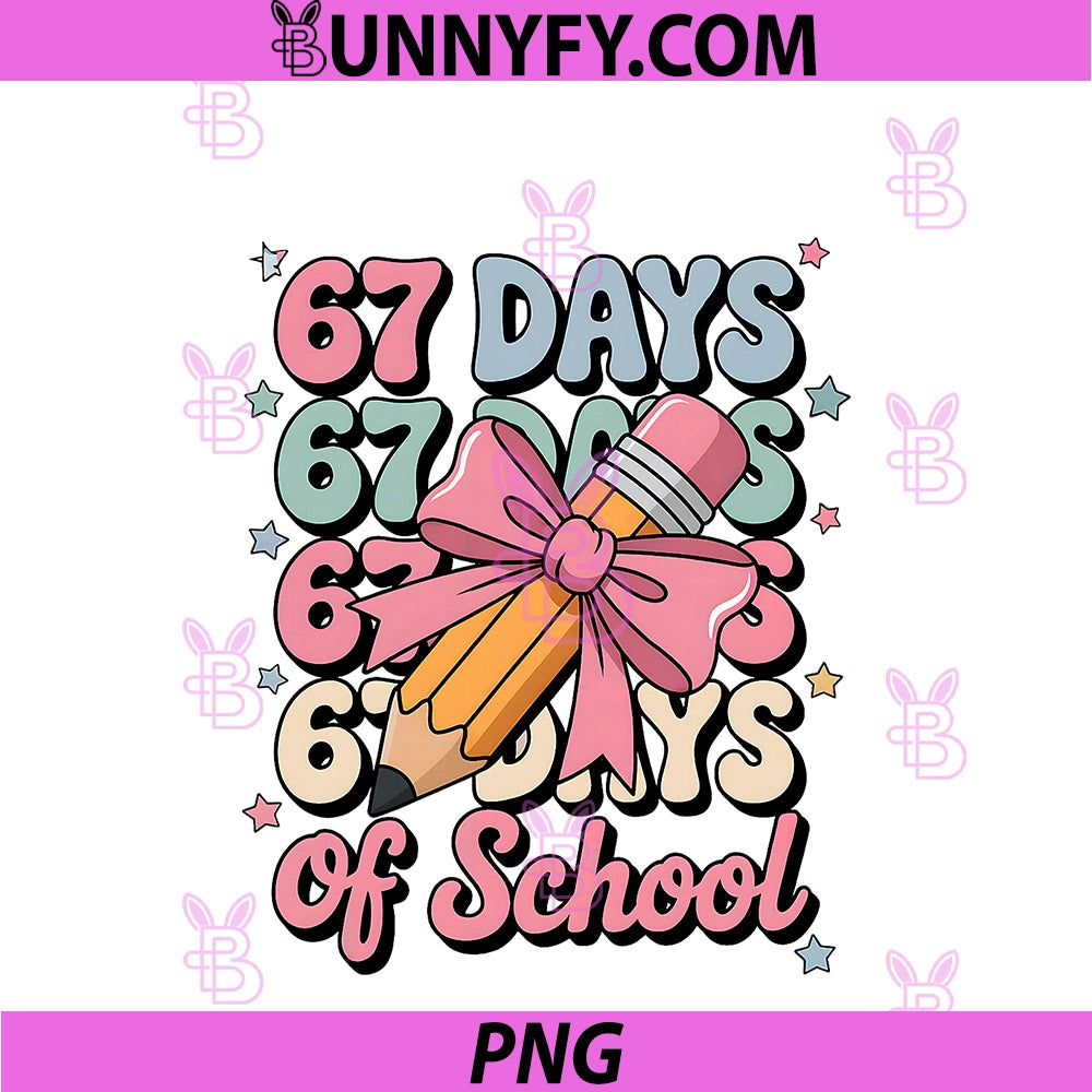 67 Days Of School Teacher Shirt Cute PNG, Preppy Cow Girls Gifts PNG