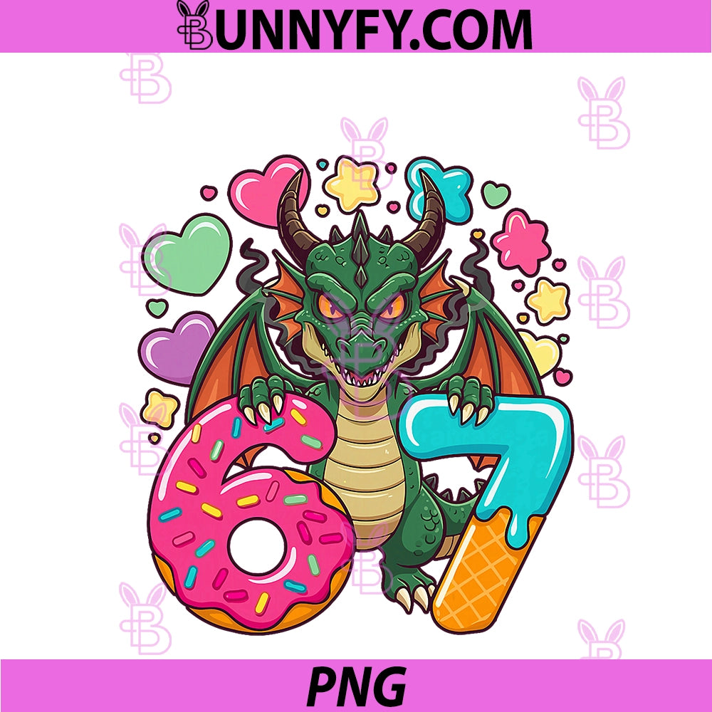 67 Dragon Ice Cream Drip Cool Meme 6 7 PNG, Funny Six Seven Humor PNG