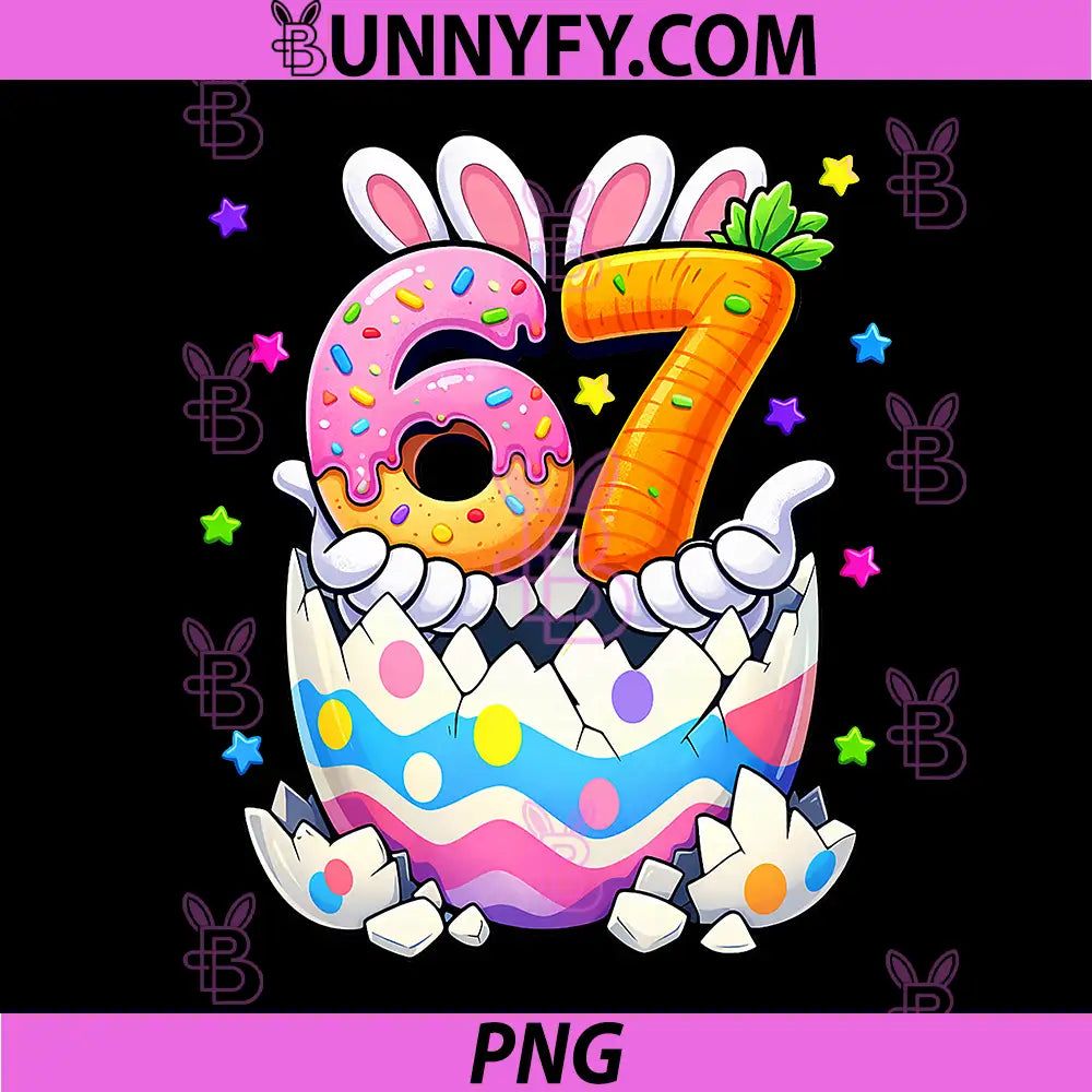 67 Easter Eggs Funny PNG, Bunny Six Seven 67 Meme PNG