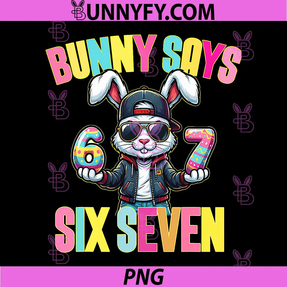 67 Funny Six Seven Meme PNG, Cute Rabbit Bunny Easter Day PNG