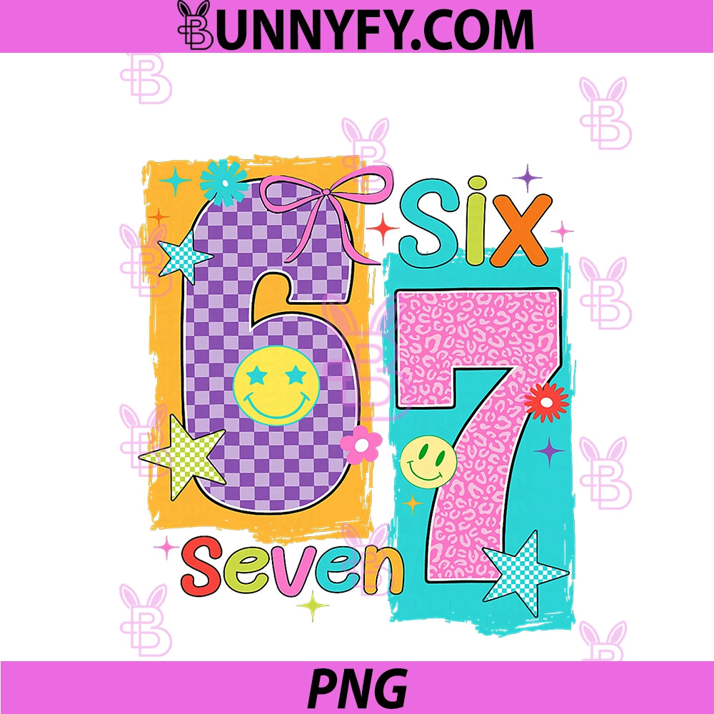 67 Leopard Checkered PNG, Funny Six Seven Meme 6-7 Girls PNG