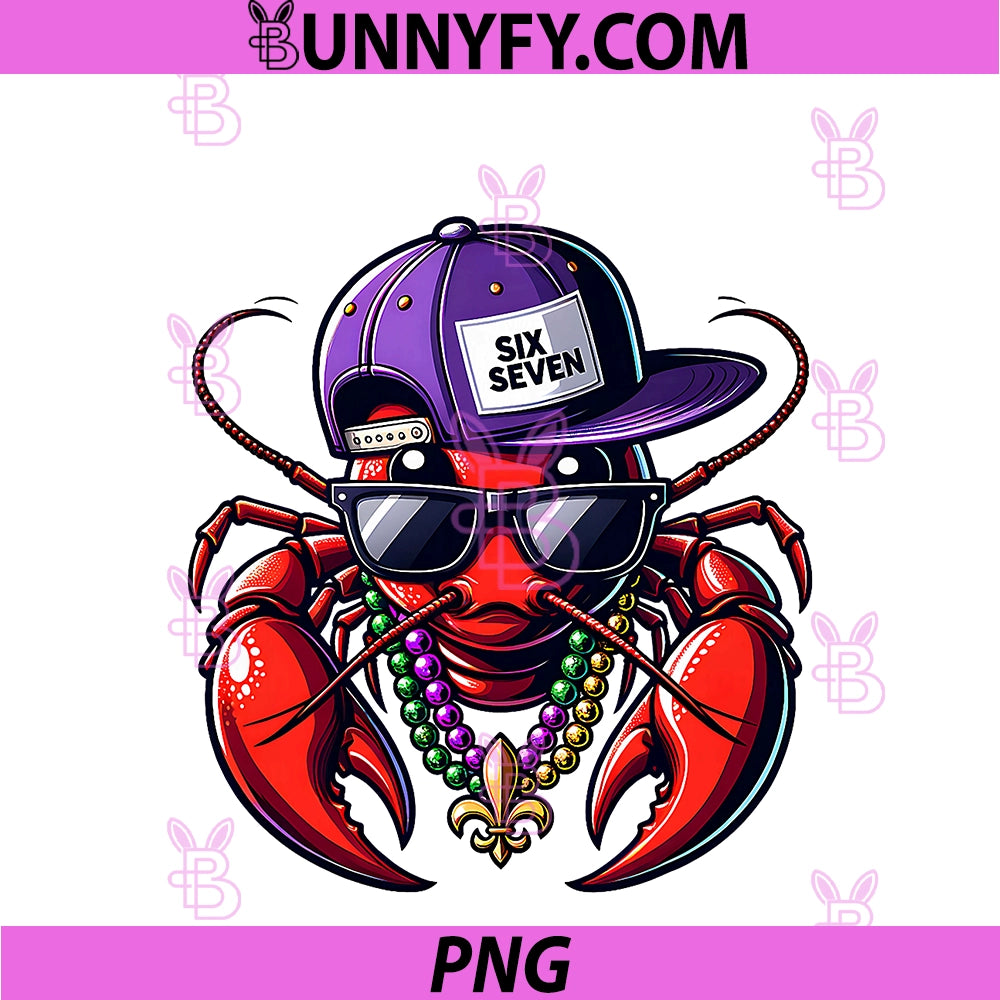 67 Meme Crawfish Hip Hop PNG, Six Seven Mardi Gras PNG