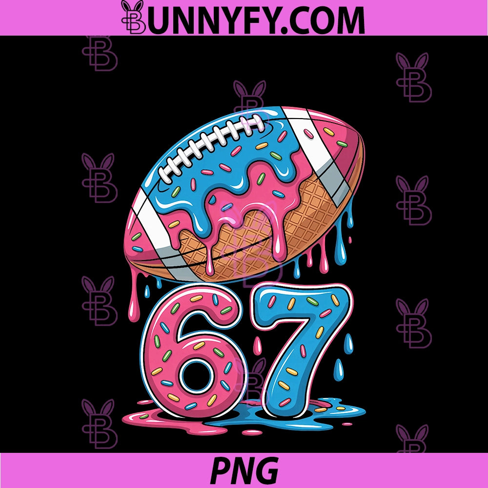 67 Number 67th Sports PNG, American Football Ice Cream Drip PNG