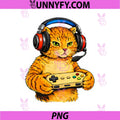 Gamer Cat Wearing Headset And Controller PNG, Cute Gaming Cat PNG