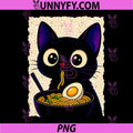 Cute Black Cat Eating Ramen Anime PNG, Kawaii Cat Ramen PNG