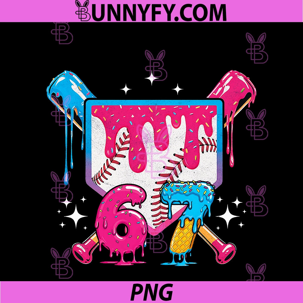 67 Six Seven Ice Cream Drip PNG, Baseball Boys Youth PNG