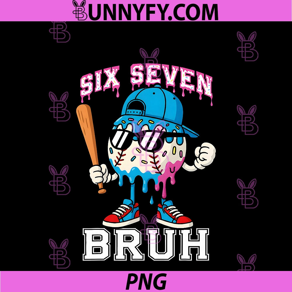 67 Six Seven PNG, Baseball Ice Cream Drip Number 67 Player PNG