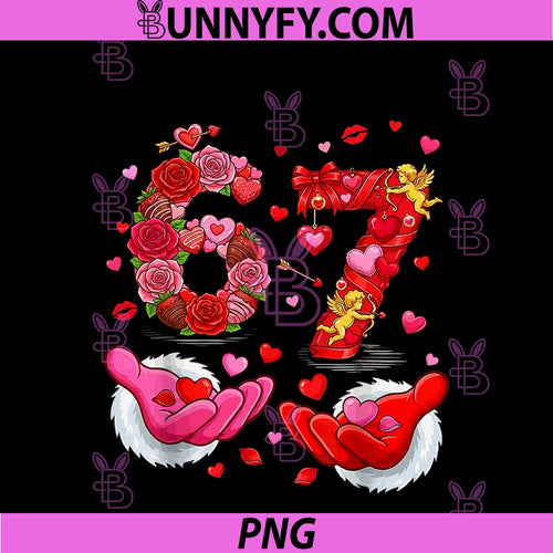 6 7 Six Seven Valentine Hearts PNG, Cute Love PNG