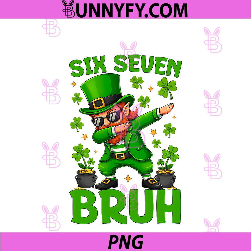 67 St Patricks Day PNG, Funny Six Seven Meme Leprechaun Kids Bruh PNG