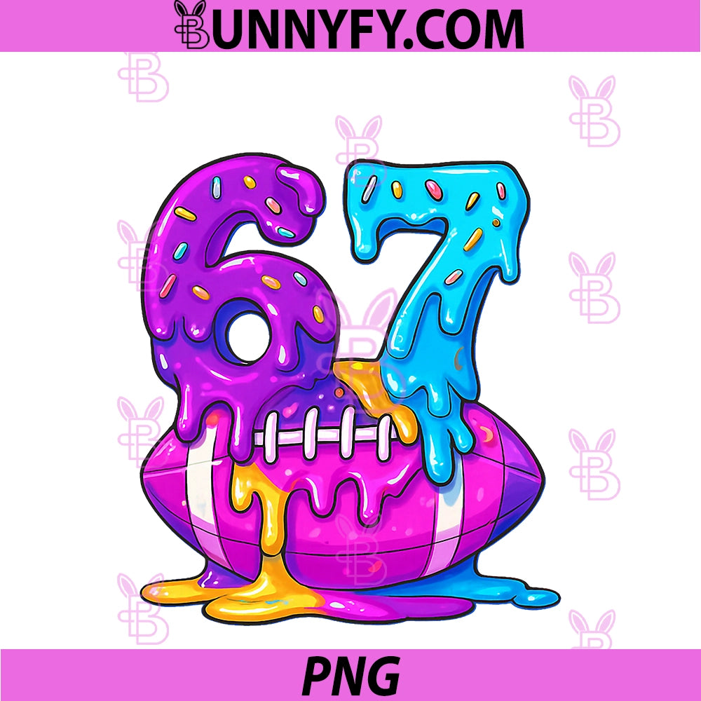 67th Birthday Ice Cream American PNG, Football Drip 6 7 Player PNG