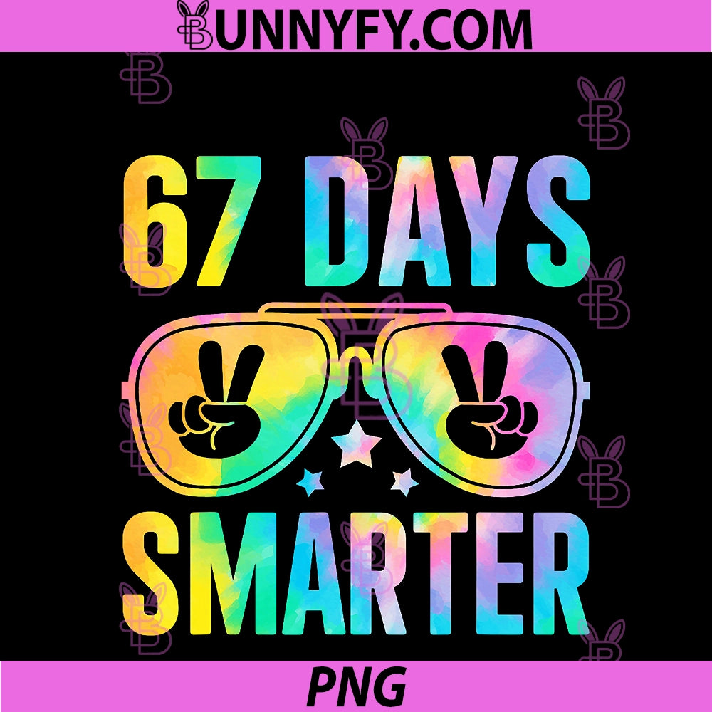 67th Day Of School PNG, 67 Days Smarter Teacher Boys Girls PNG