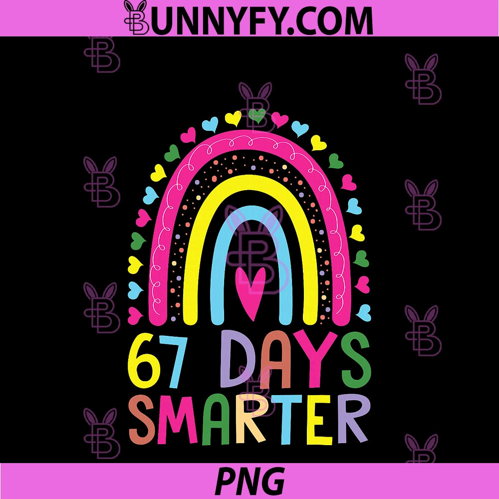 67th Day Of School PNG, Teacher 67 Days Smarter Rainbow Boy Girls PNG