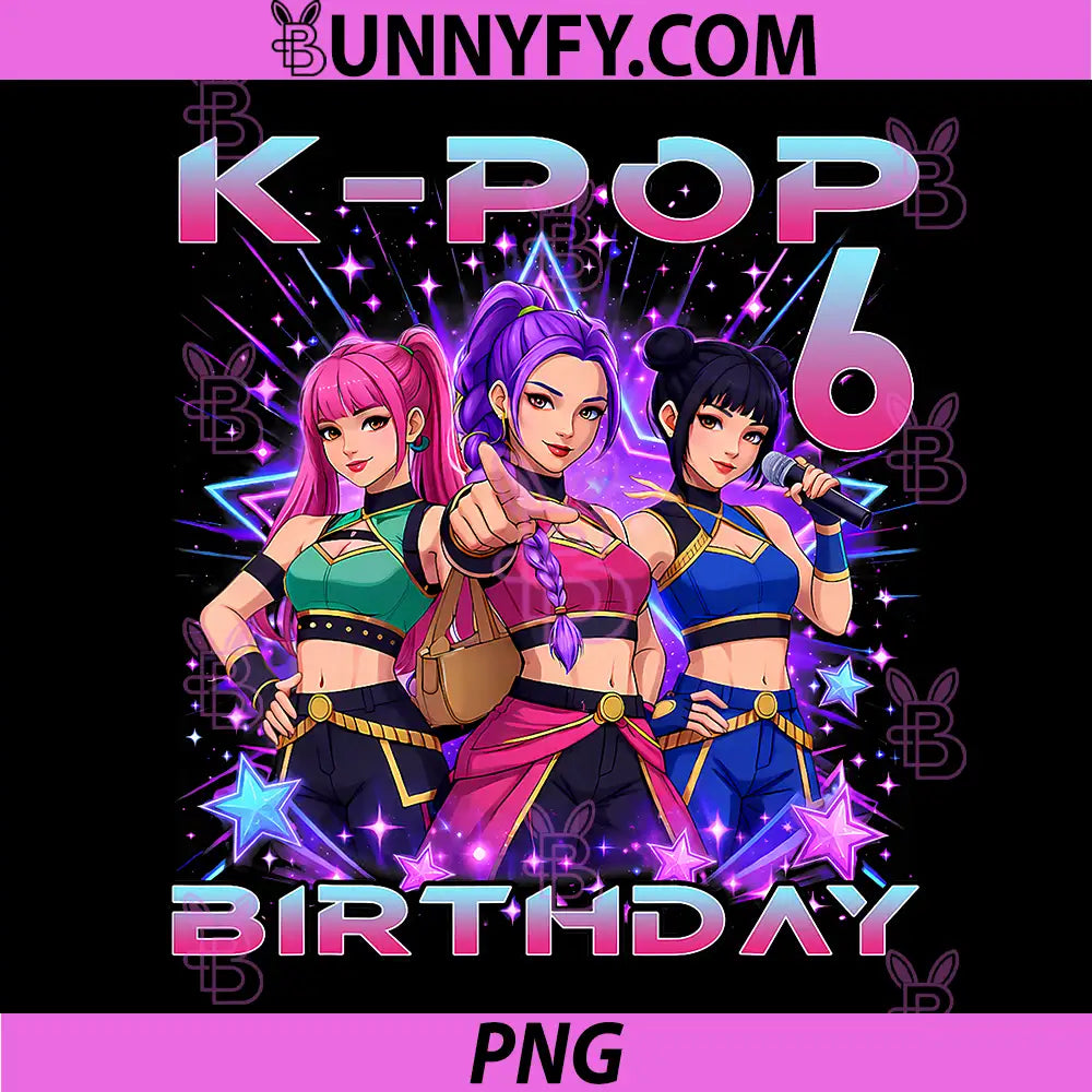 6th Birthday K-pop 6 Year Old PNG, Korean Music Birthday Kpop PNG