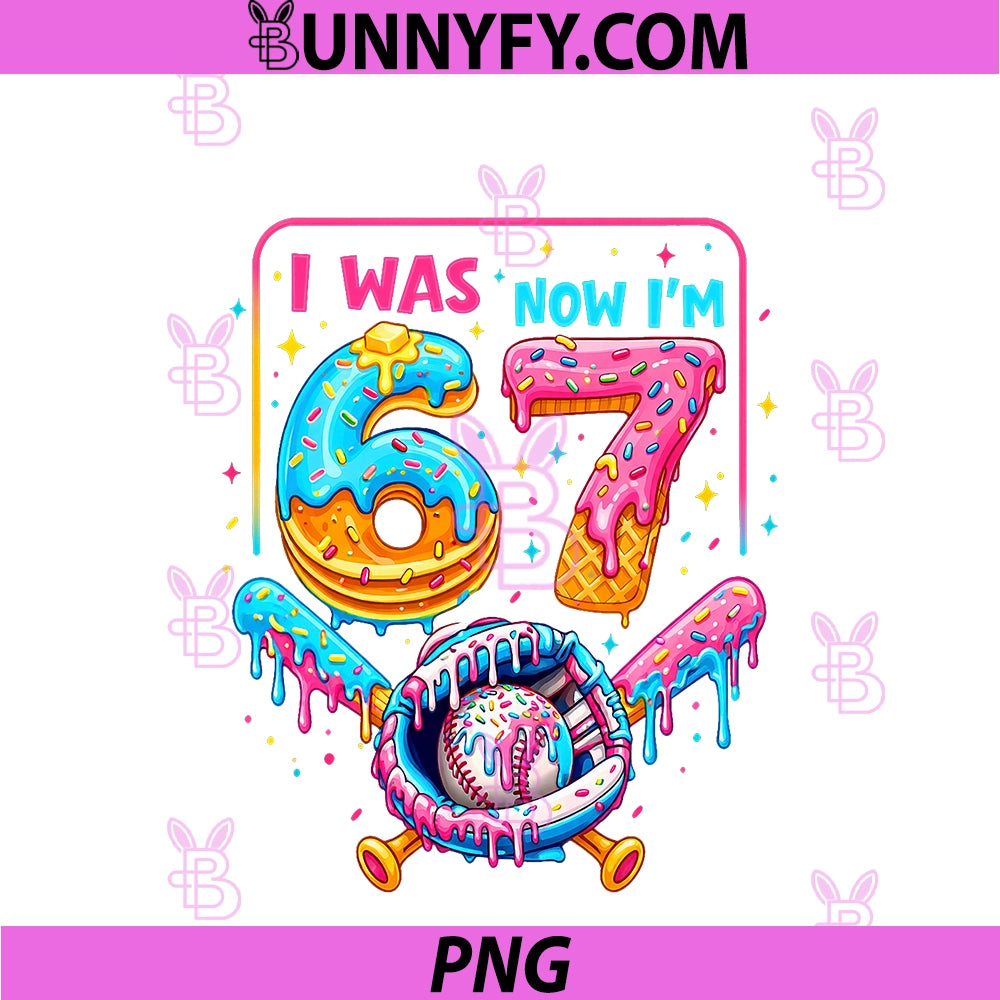 7th Birthday Boys I Was 6 Now I'm 7 PNG, Baseball Ice Cream Drip PNG