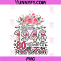 80 Birthday Decorations PNG, Women 80th Birthday Floral PNG