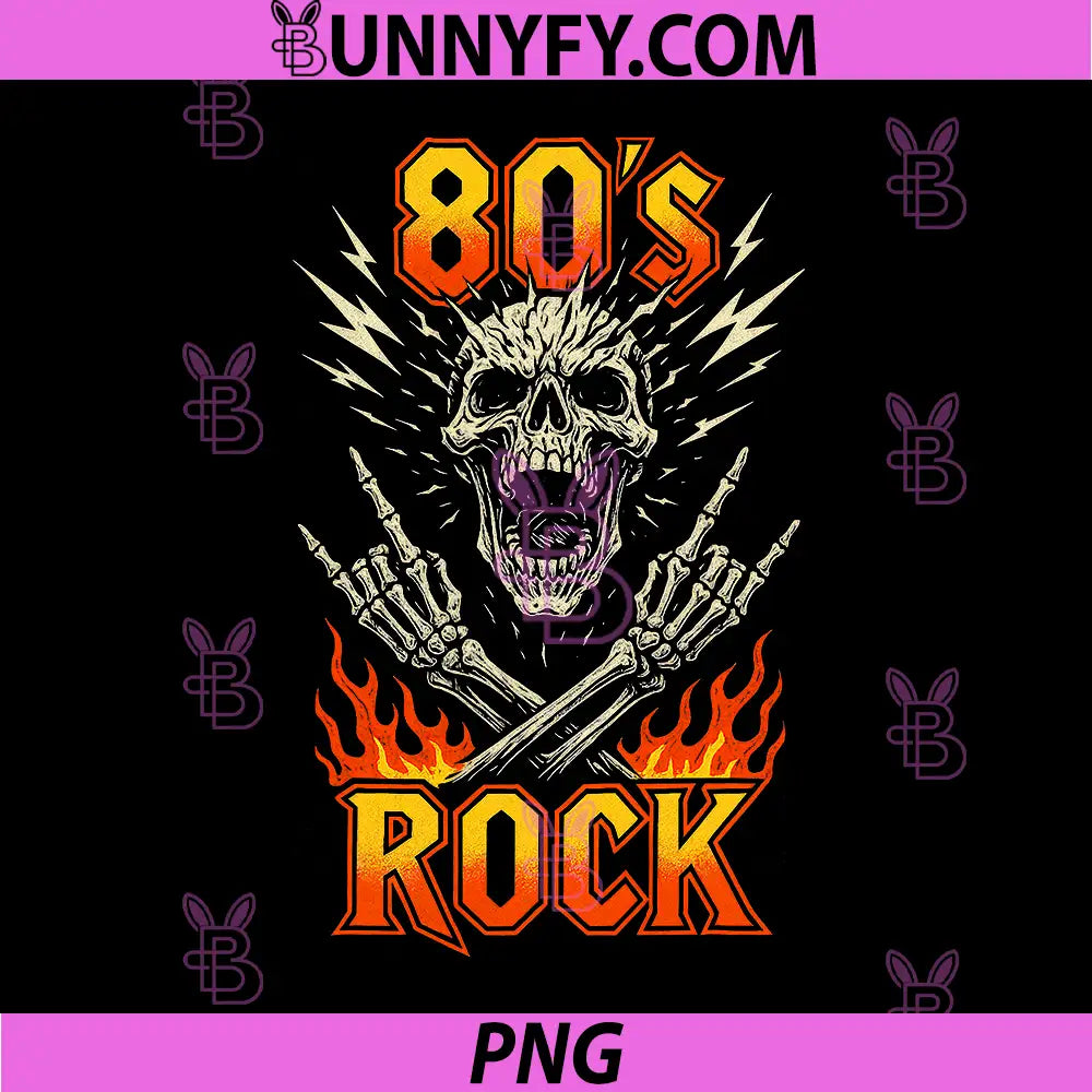 80s Rock Vintage PNG, Skull Retro Music Band PNG