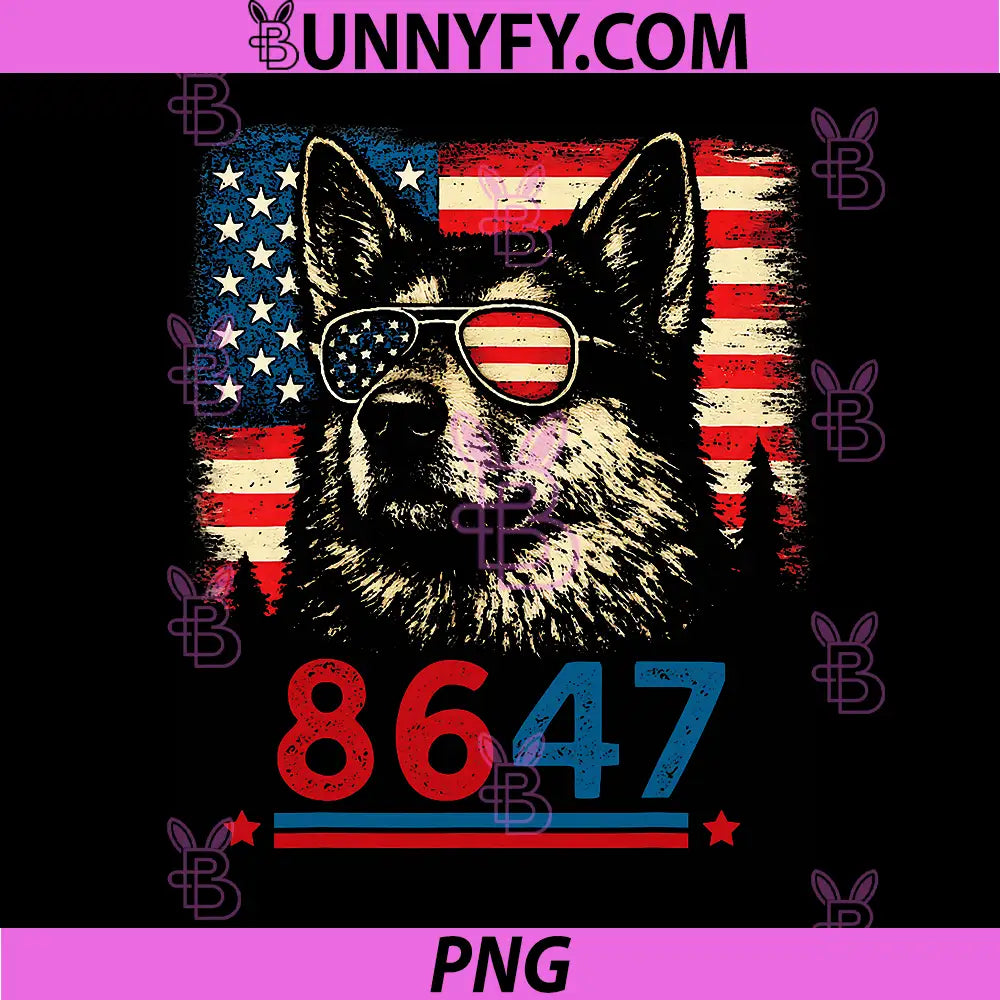 8647 Funny Dog PNG, USA Flag Sunglasses PNG