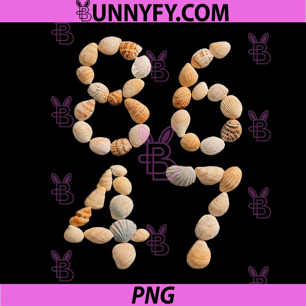 86 47 Seashells Beach PNG, Funny Summer Vacation PNG