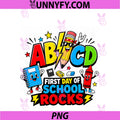 ABCD First Day of School Rocks Retro PNG, Teacher Slogan PNG