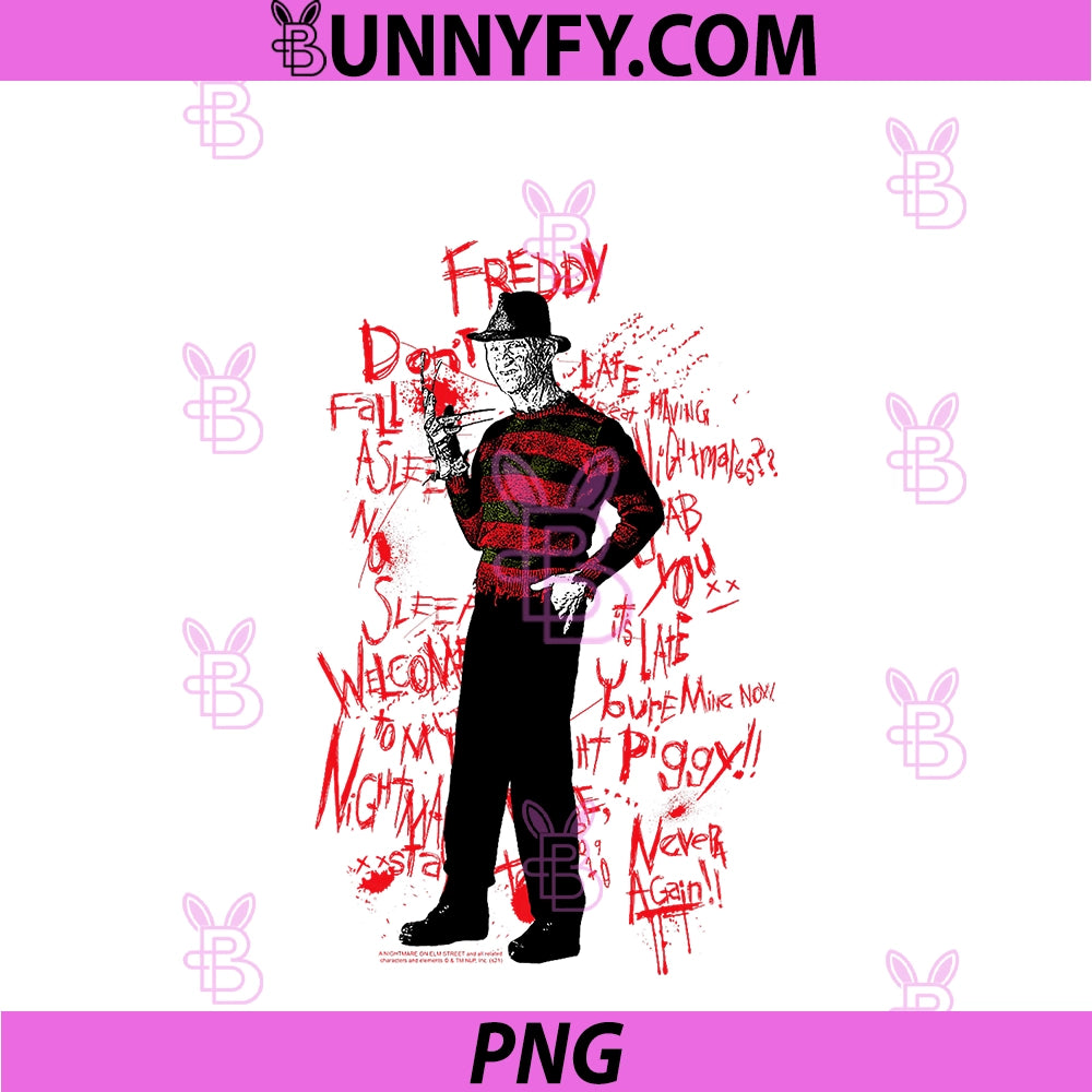 A Nightmare on Elm Street Freddy PNG, Sketched Text Horror Movie PNG
