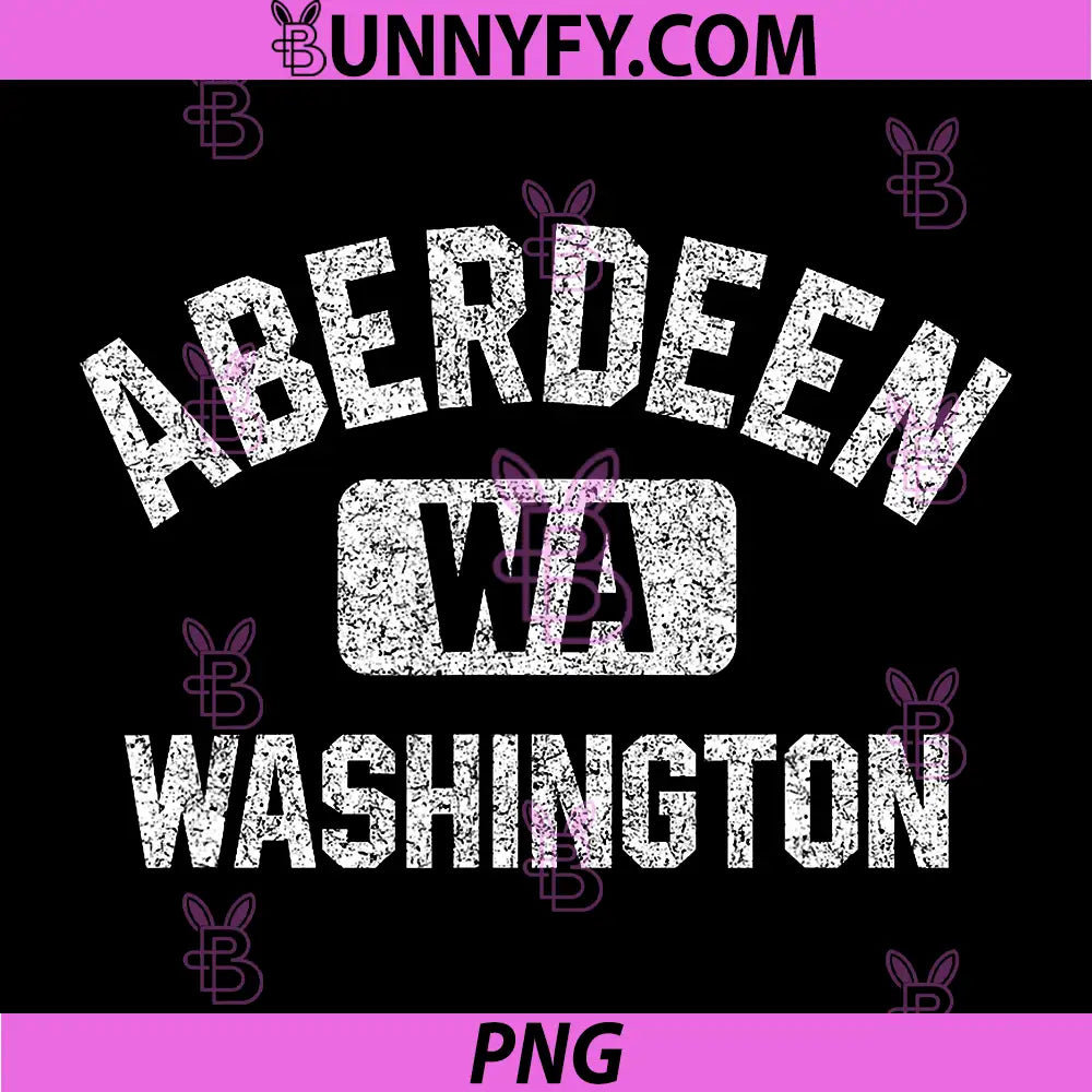 Aberdeen Washington PNG, Gym Style Distressed White Print PNG